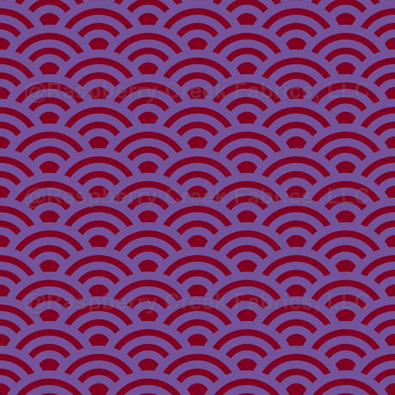 Seigaiha, Waves, Traditional Japanese Pattern, Lilac and Burgundy