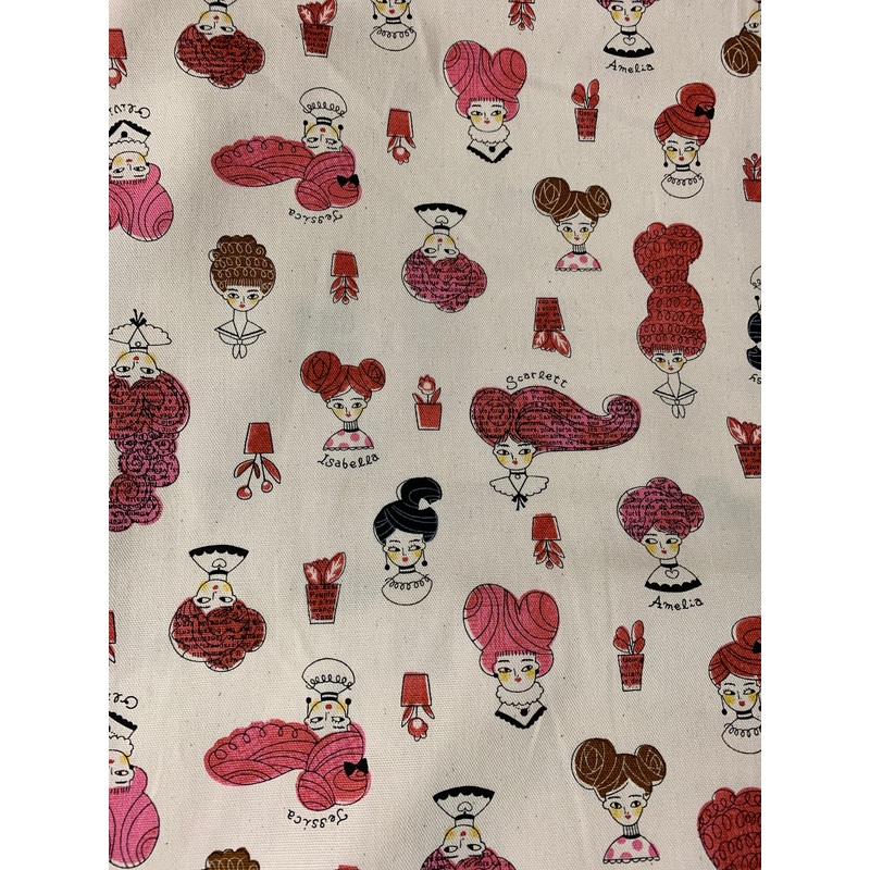 Victorian Ladies with Hair Collage Patterns - Kokka Japan Cotton Oxford Fabric