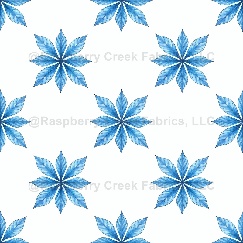 Elegant Blue Leaf Watercolor Pattern