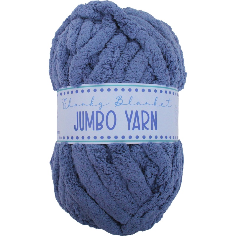 Jumbo Blanket Yarn - Blue Chunky Chenille Yarn for Hand Crochet and Knitting