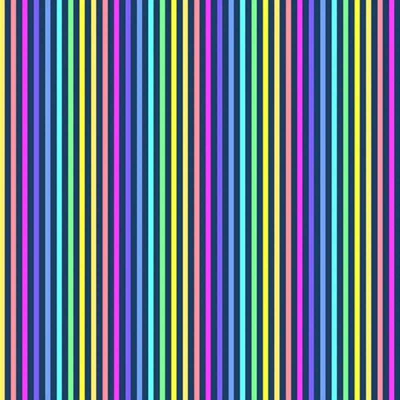 Rainbow Stripe Navy Quilting Cotton