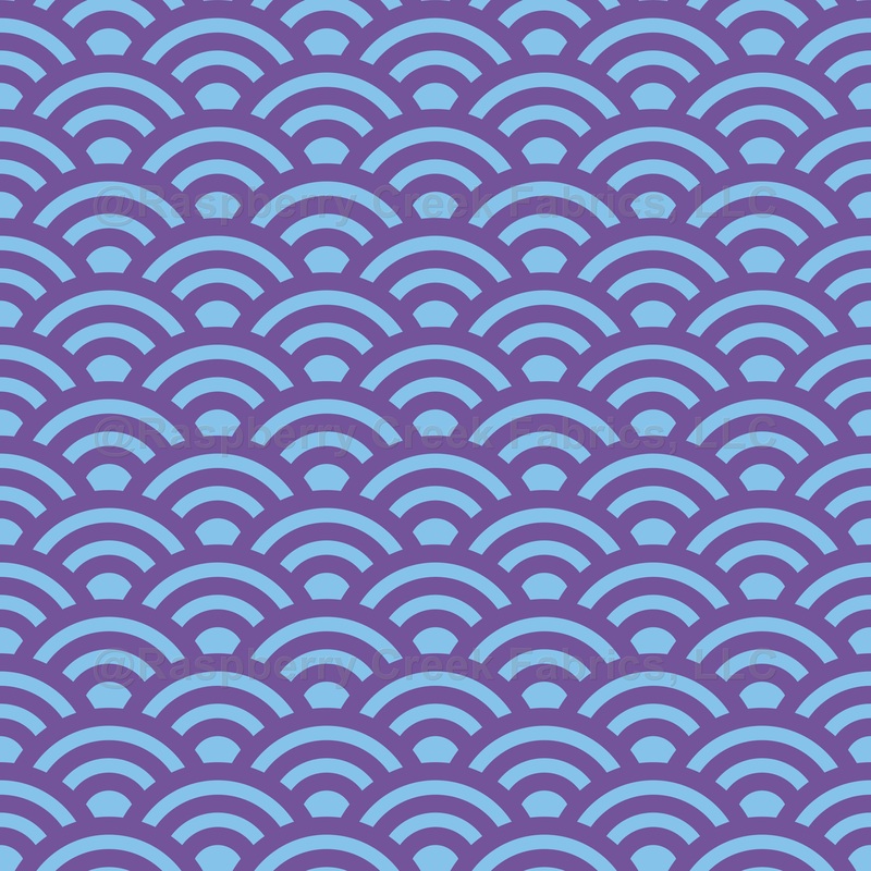 Seigaiha, Waves, Traditional Japanese Pattern, Lilac and Baby Blue