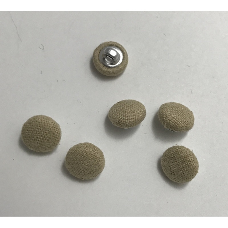 Beige Silk Noil Fabric Buttons - Set of 6 - 7/16"