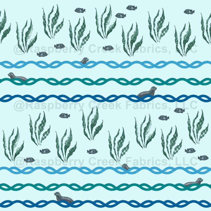 Seals Seaweed Waves on Aqua