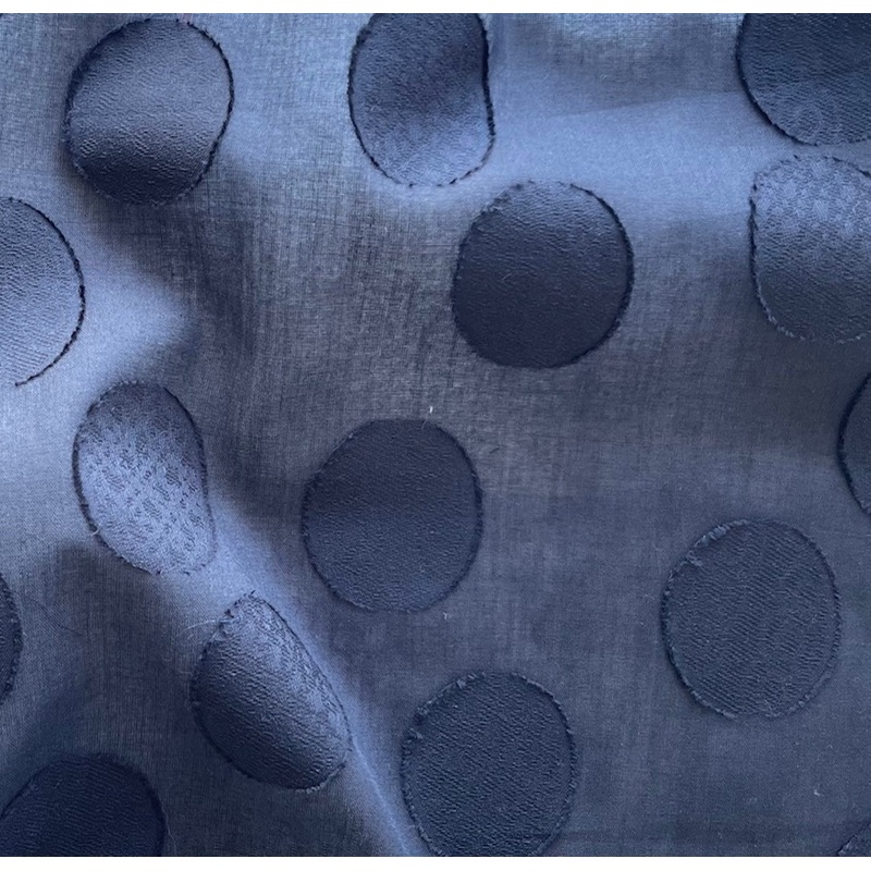 Semi-Sheer Elegant Navy Orbs Embroidered Cotton Lawn (Made in Italy)
