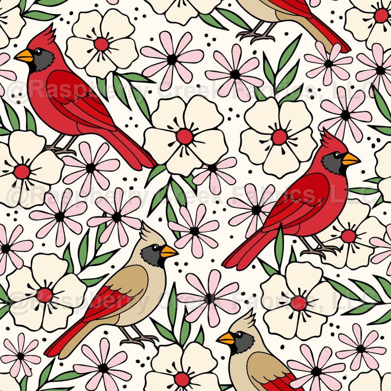 Red Cardinal Birds Floral