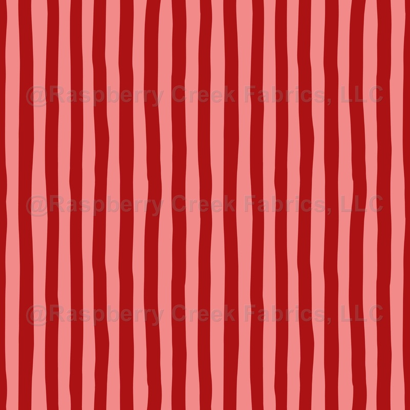 Salmon Pink & Red Wonky Stripes