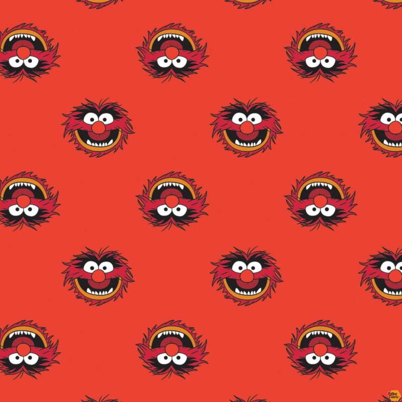 Sesame Street: Cookie Monster on Red Cotton Fabric 1-yard PRECUT