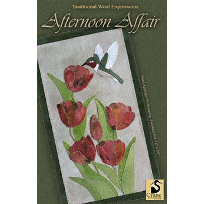 AFTERNOON AFFAIR Crane Designs Wool Applique Pattern - Wallhanging