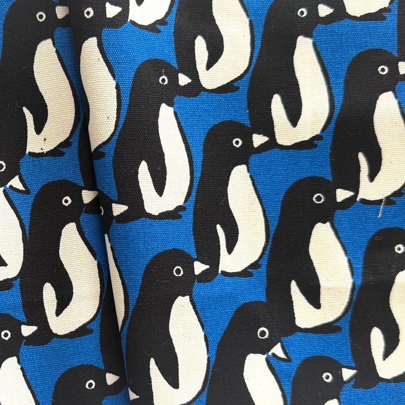 Animal Club Marching Penguins Royal Blue Cotton Canvas (Made in Japan)