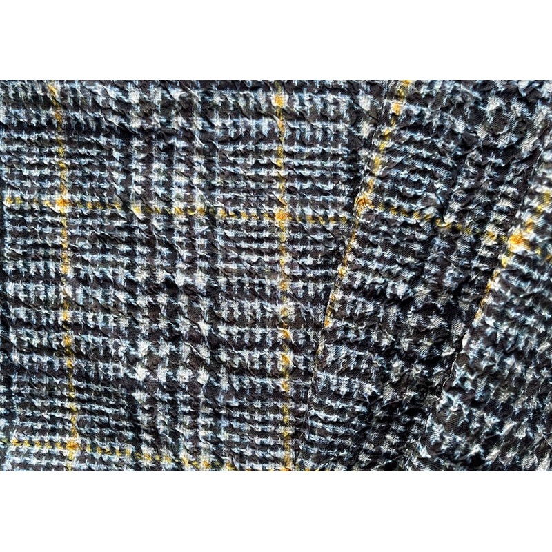 Designer Storm Cloud Glen Plaid Crinkled Silk (Made in Italy)