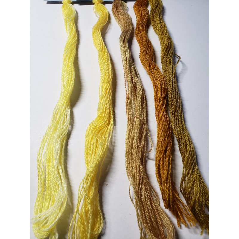 Hand Dyed Wool Thread Gold, Yellow Bundle - Gentle Art Wool Threads - 5 skeins of 10 yards