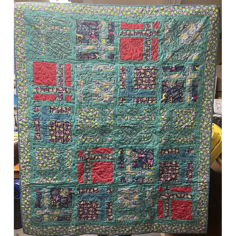 Store Sample- Lap Quilt- Teal, Pink, Navy Mix