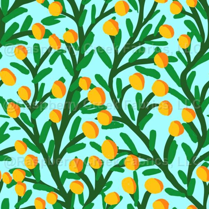 Summer Citrus on Cyan Blue