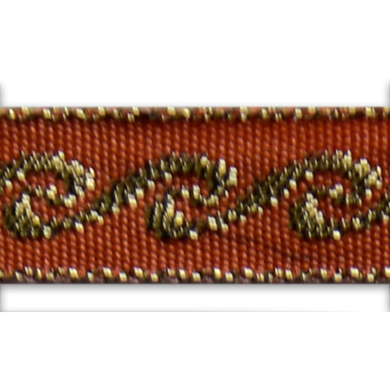 1/2" Vitruvian Wave Gold & Burnt Orange Woven Ribbon