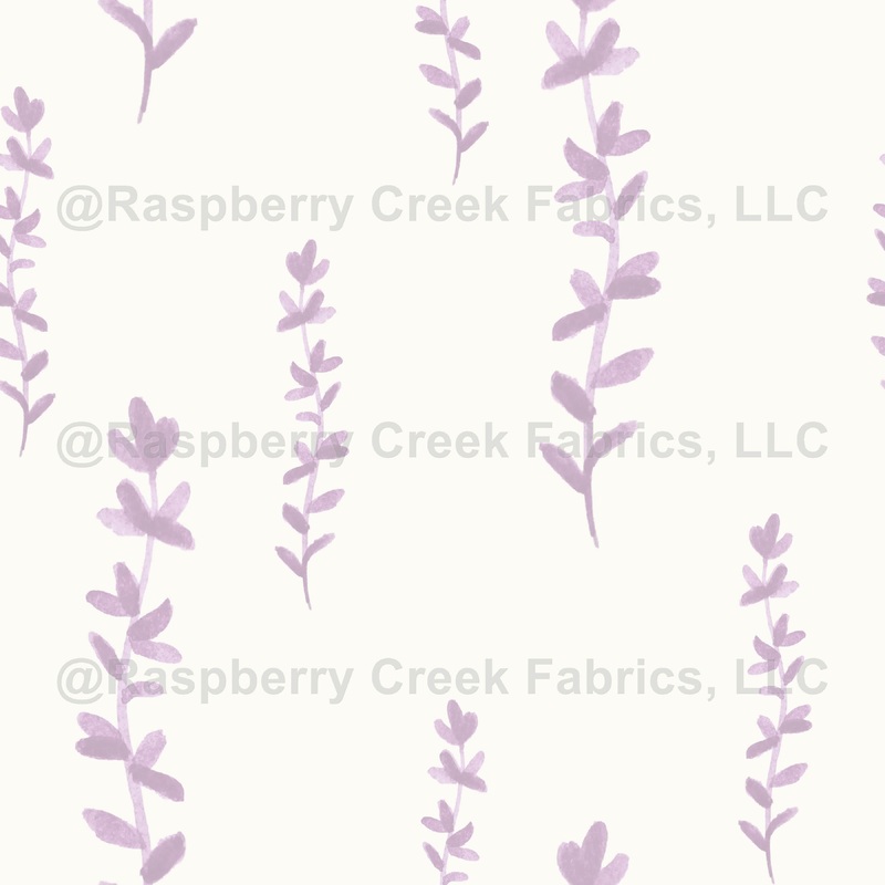 Purple Watercolor Botanical Sprigs Minimalist Leaf Pattern