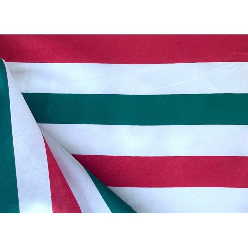 Red, Green & White Striped Fine Cotton Poplin Shirting (Made in Japan)