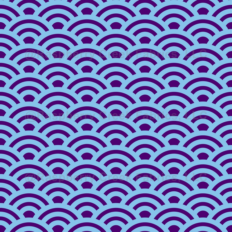 Seigaiha, Waves, Traditional Japanese Pattern, Baby Blue and Purple