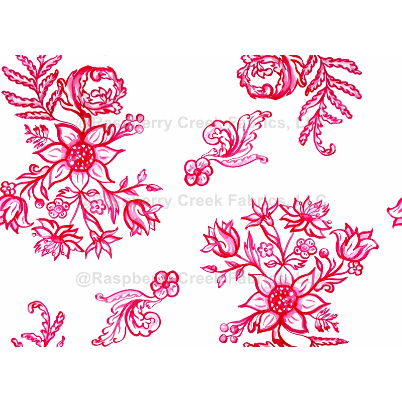 A pattern inspired by traditional Portuguese azulejos, reimagined through expressive floral forms and feminine energy. Magenta on the white background