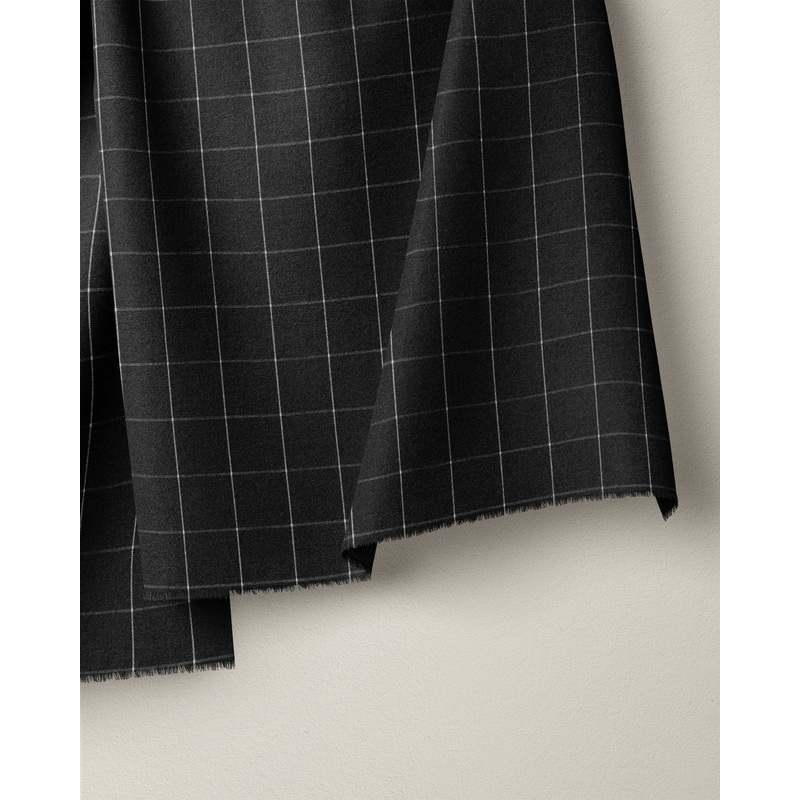 Black Large Grid Cotton Shirting
