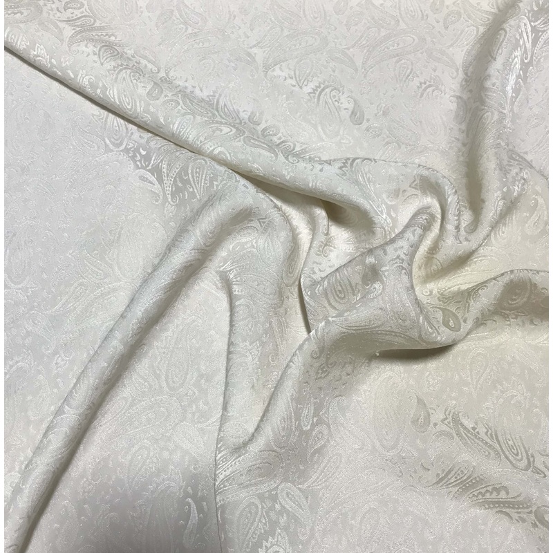 Ecru Paisley - Hand Dyed Silk Jacquard