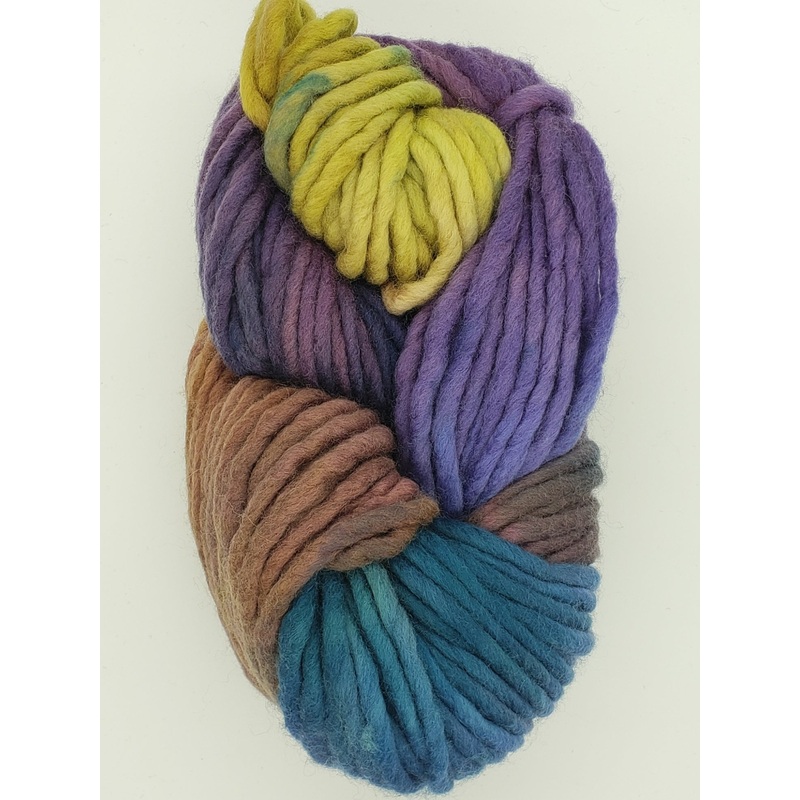 Flouf - NIGHTSHADE2 - OOAK Merino Chunky - Fleece Artist Hand Dyed Yarn - Blue/Purple/Orange/Green