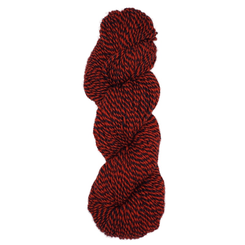 ISLAND WOOL - RED BLACK TWIST - 2 Ply Worsted Yarn 100% Wool 100gr