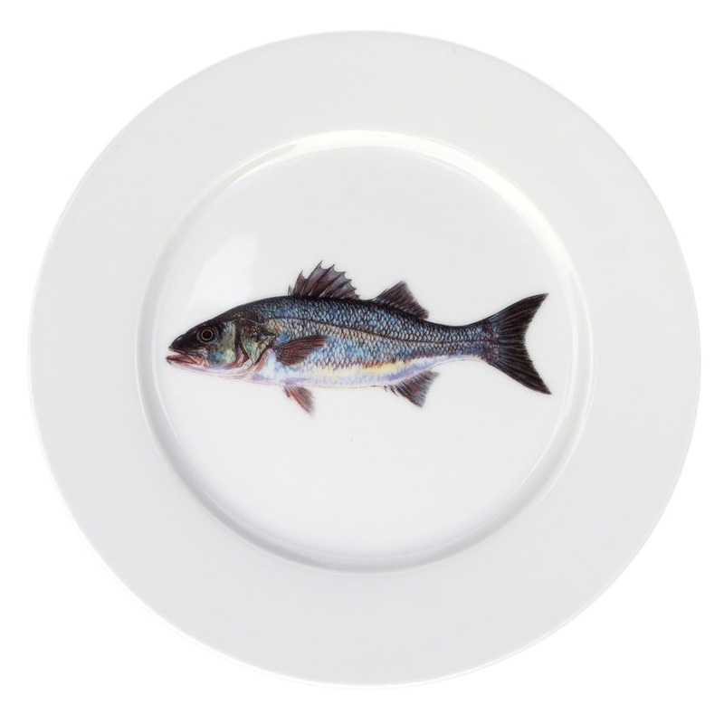 Sea Bass 19cm Flat Rimmed Plate