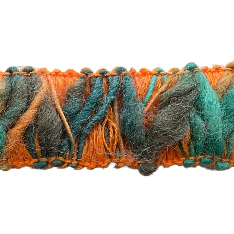 1 1/4" Tangerine Dream Wool Blend Boucl Trim (Made in France)