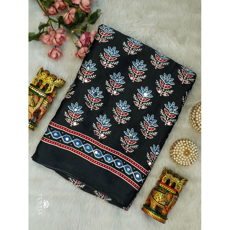 Ajrakh Printed Modal Silk Saree | TTDS3105 | PRE BOOKING