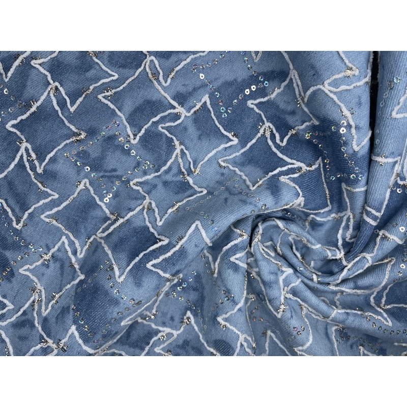 100% Cotton Denim Tie Dye with Sequin Fabrics