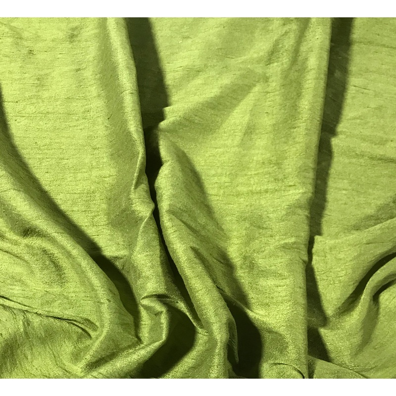 Avocado Green - Hand Dyed Silk Dupioni