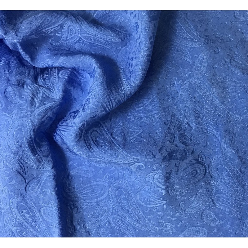 Cornflower Blue Paisley - Hand Dyed Silk Jacquard