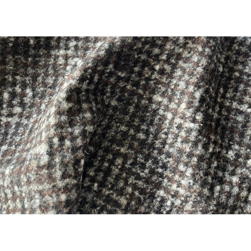 Fabian Filippi Coffee Bean & Abalone Checked Wool Melton Coating (Made in Italy)