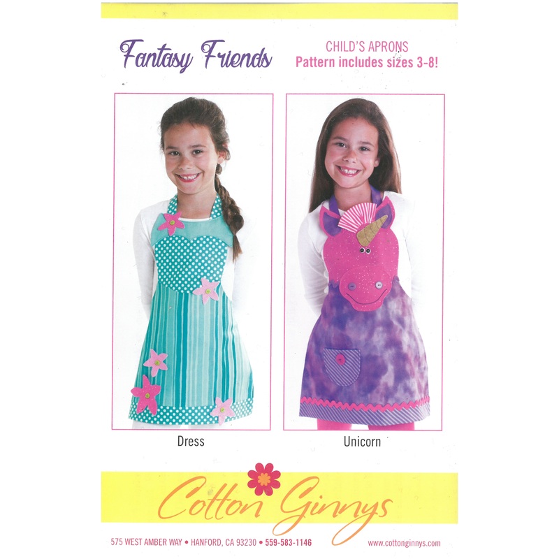 Fantasy Friends Child's Aprons Sizes 3-8 - Cotton Ginnys Pattern
