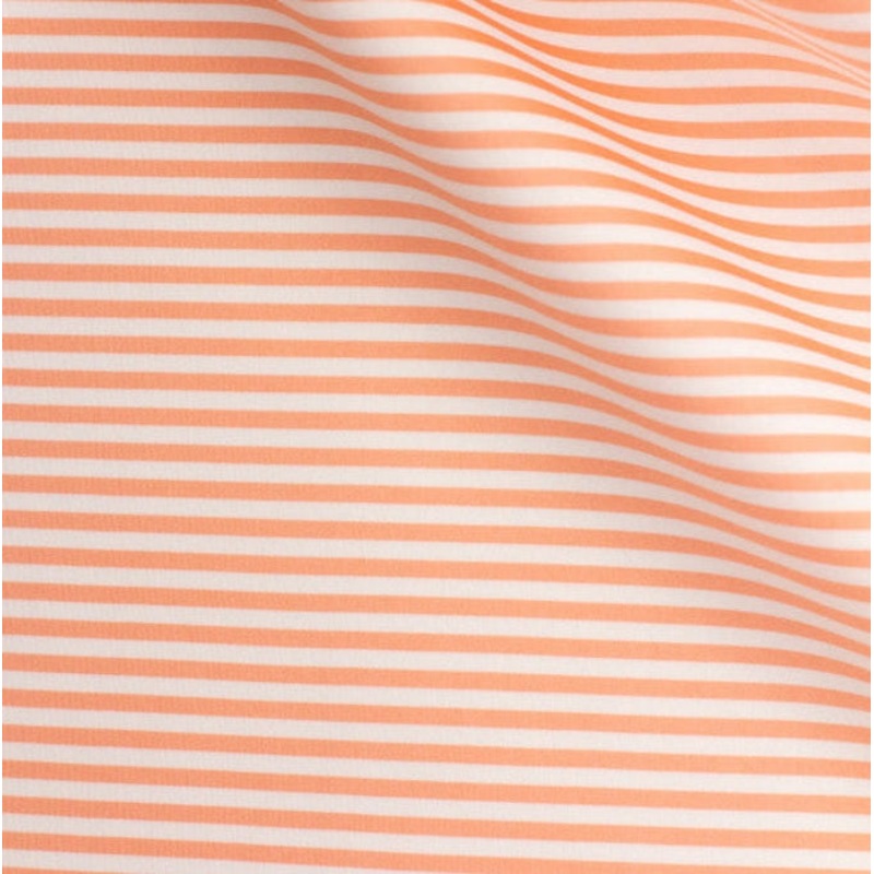 Scuba Double-Knit Horizontal Stripe Fabric in Peach and White