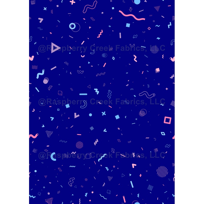 Squiggles Pattern, Geometric Parts, Pastel Colors, Navy Blue Background