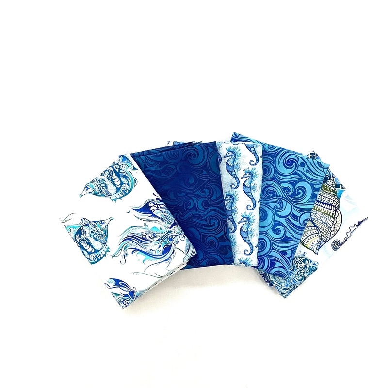 Wonders Of The Ocean Quilt Fabric by Jason Yenter 5 Fat Quarter Bundle