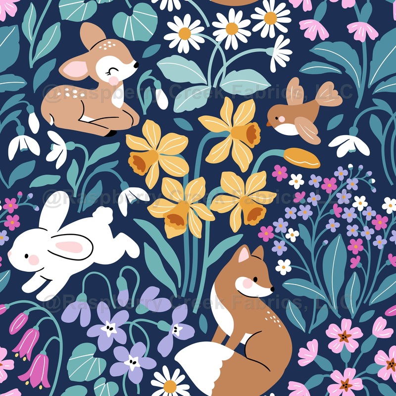 Woodland Spring / Navy / MirabellePrint
