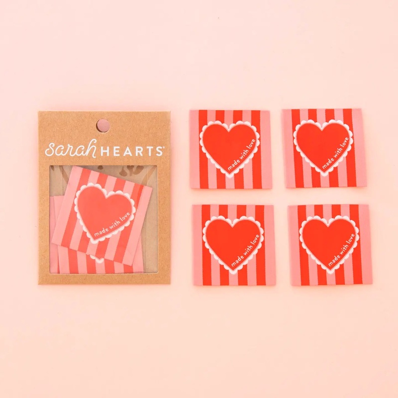 Sarah Hearts - Woven Sewing Labels - Made with Love