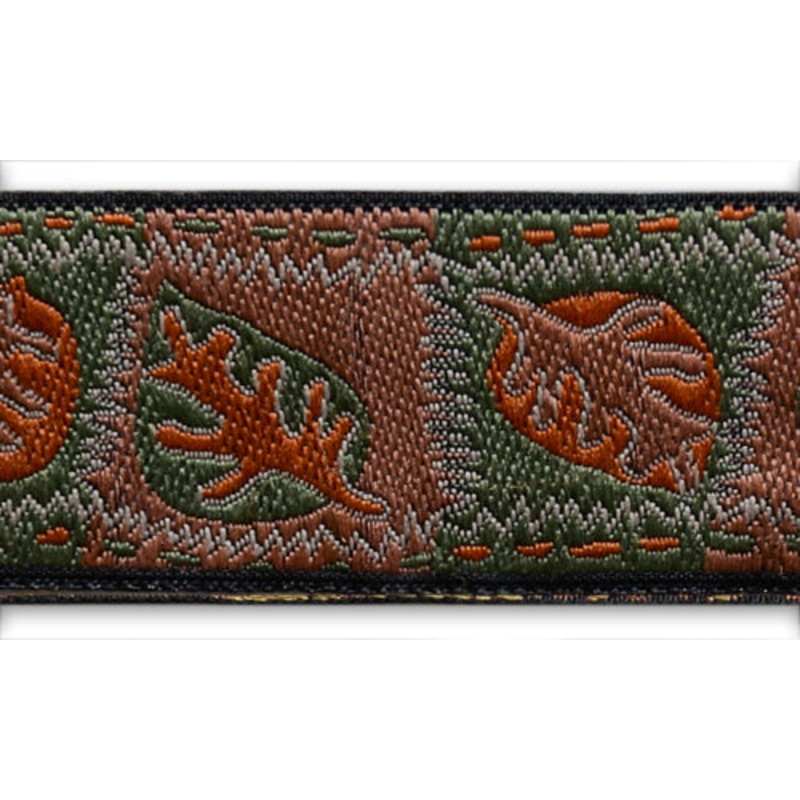 1" Rust & Laurel Autumn Leaves Woven Ribbon
