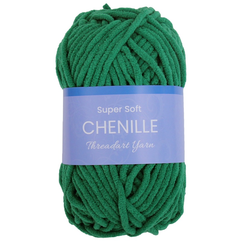 Super Soft Chenille Yarn - #5 - Pine Green - 50 gram skeins - 60 yds