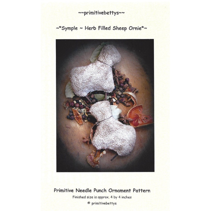 Symple - Herb Filled Sheep Ornie - Punch Needle Pattern by Primitive Betty