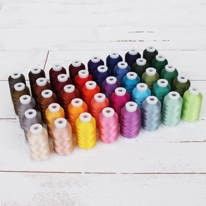 40 Colors Polyester Embroidery Thread Set- 1000M Cones - Set B