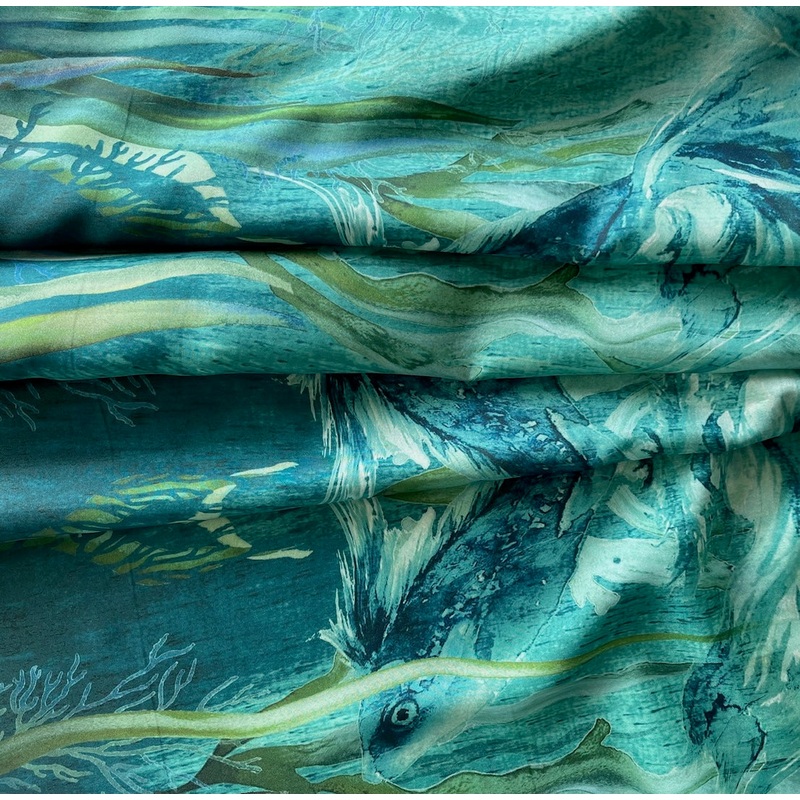 48" Panel - Alberta Ferretti Luscious Oceanic Mystery Silk Crepe de Chine (Made in Italy)