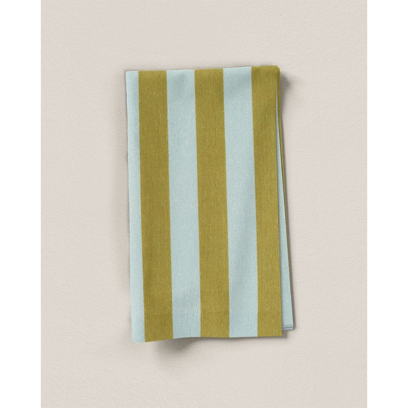 Avocado Sky Big Stripe Screen Print Cotton - 1 Yard Remnant