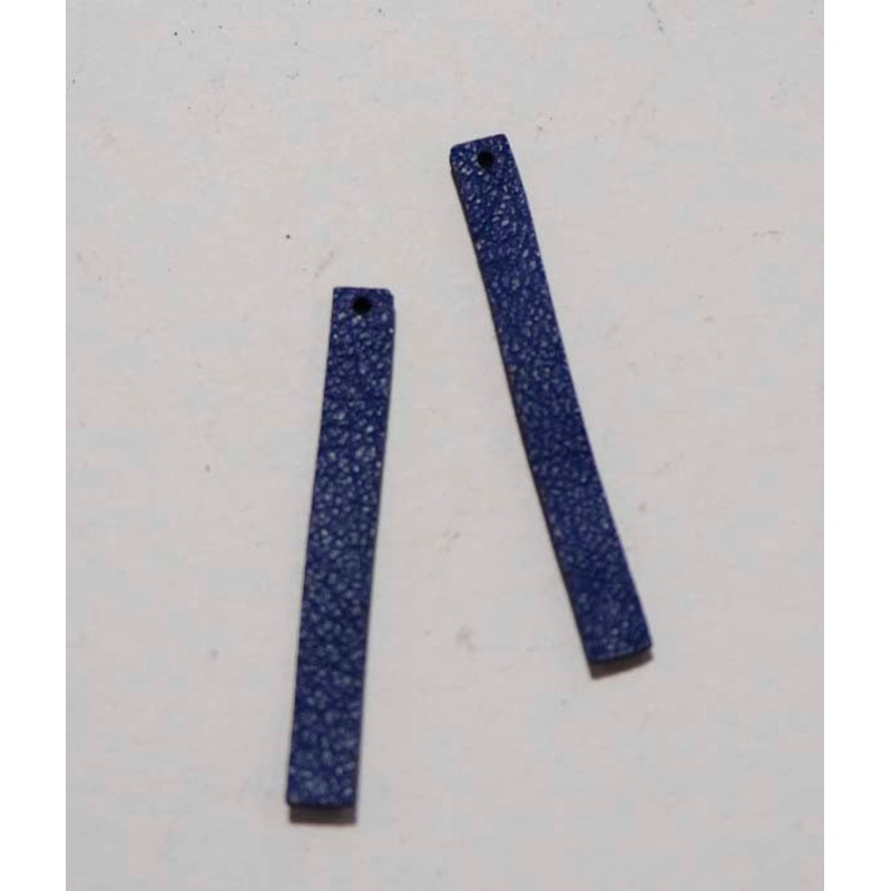 Rectangle #2 - Laser Cut Shapes 2 Pc - Blue Lambskin Leather