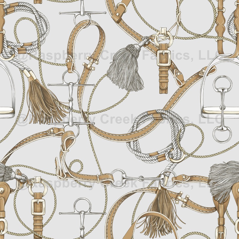 Rider Chic - White with Light Brown Tack Fabric