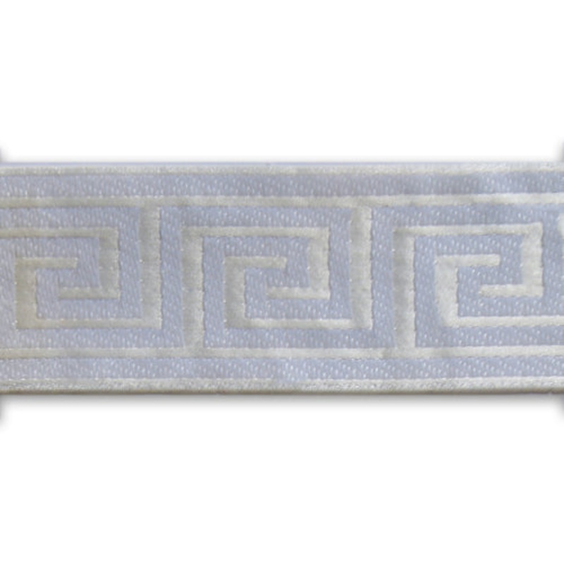 1 1/4" Snow White Greek Key Woven Ribbon