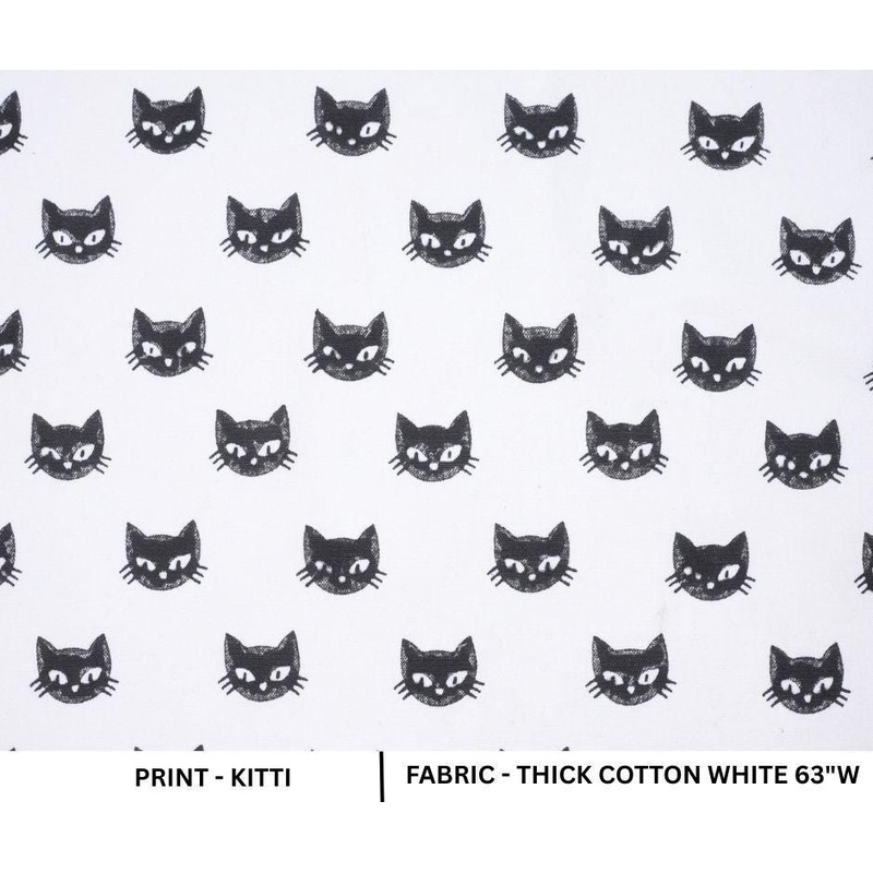 Thick Cotton White Black Kitti Block Printed Cushion Cover for Table Cover & Cushion Cover